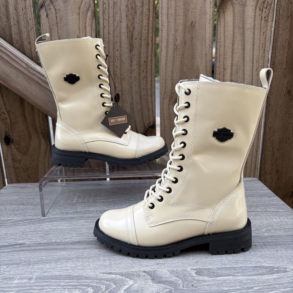 Harley-Davidson Women's Walsen Black or Light Beige 8" Motorcycle Boots D87256
